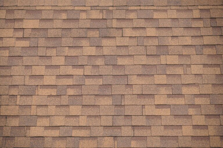 close-up of brown asphalt shingles